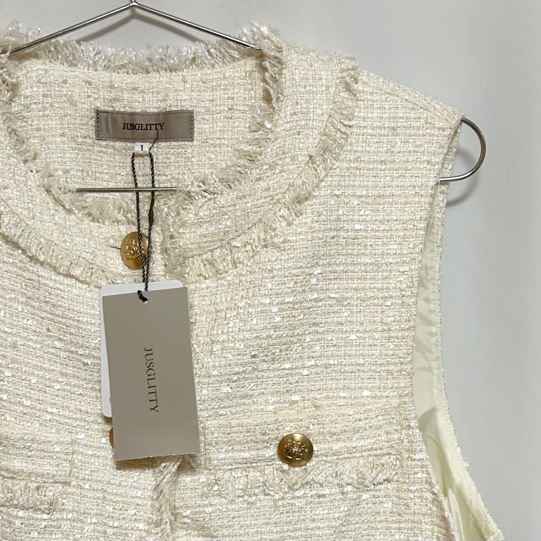 0154 JUSGLITTY ツイードジレ 1サイズ 朝比奈彩さん着用