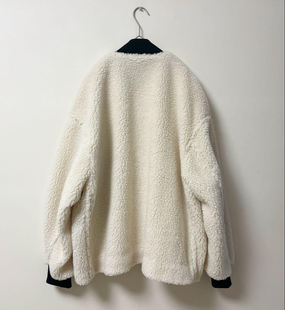 クルニ アウター ボアジャケット ブルゾン MA1 ウール 2 白系 金ジップ