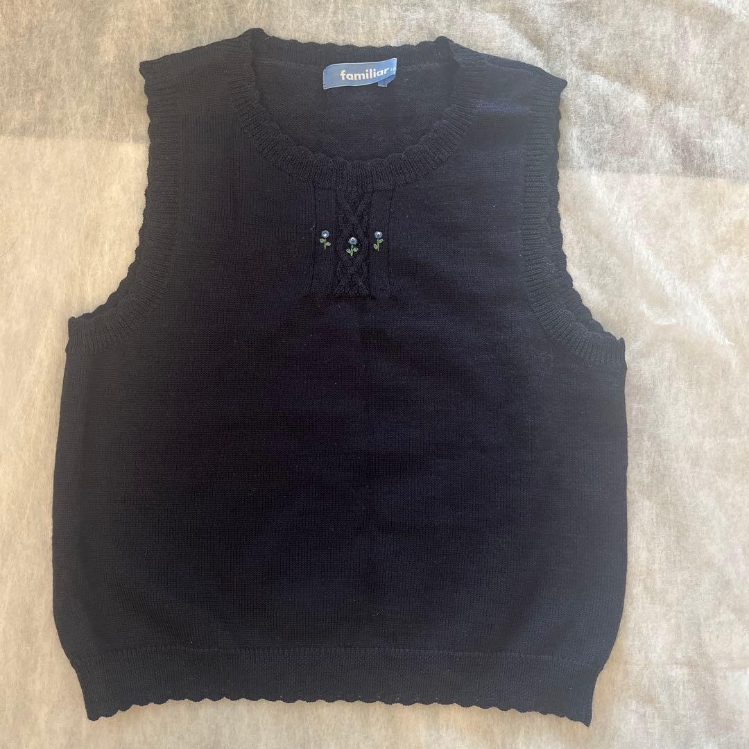 ファミリア ニットベスト ネイビー 120 お受験 - メルカリ