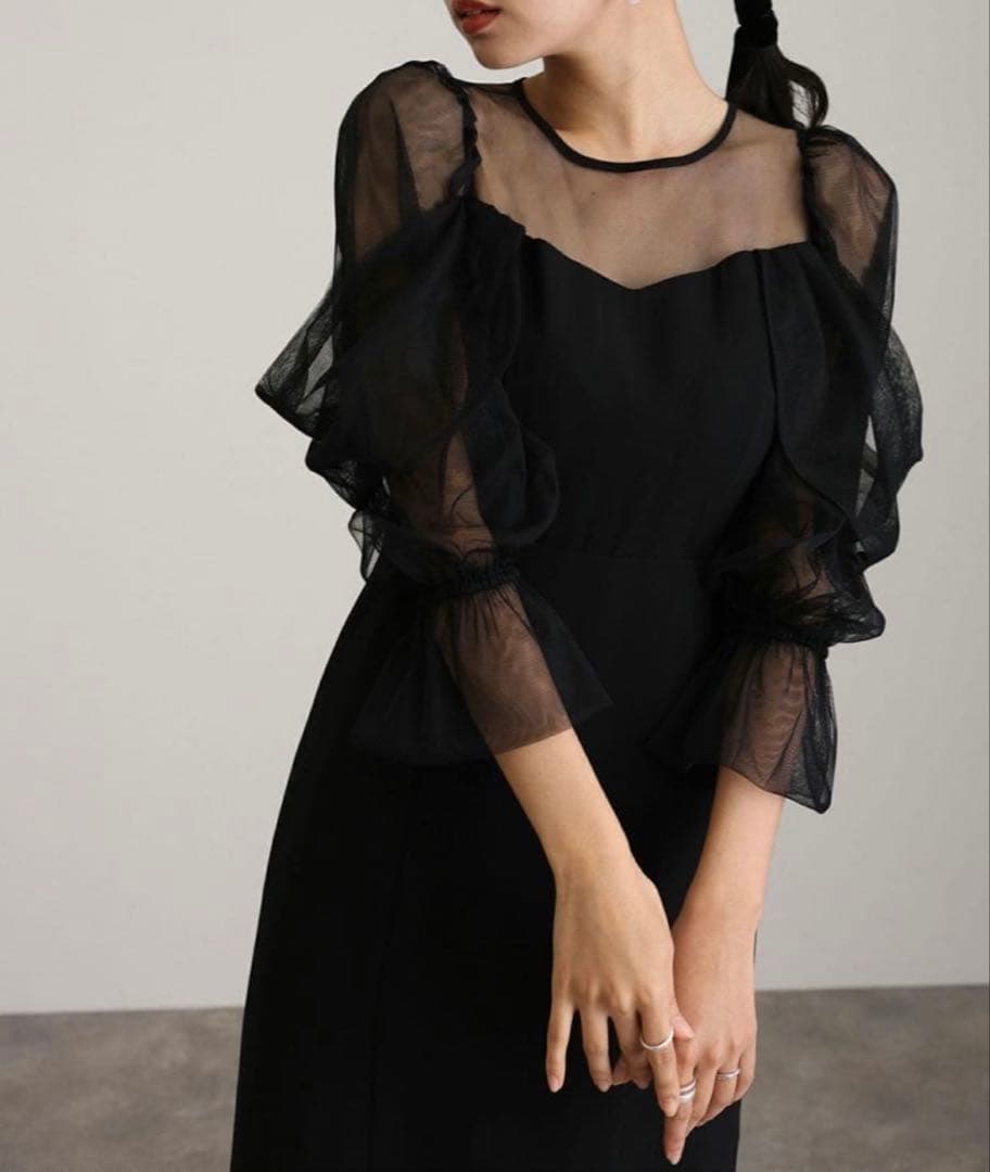 最終値下！細見えチュールオフショルダードレス〜結婚式•二次会用