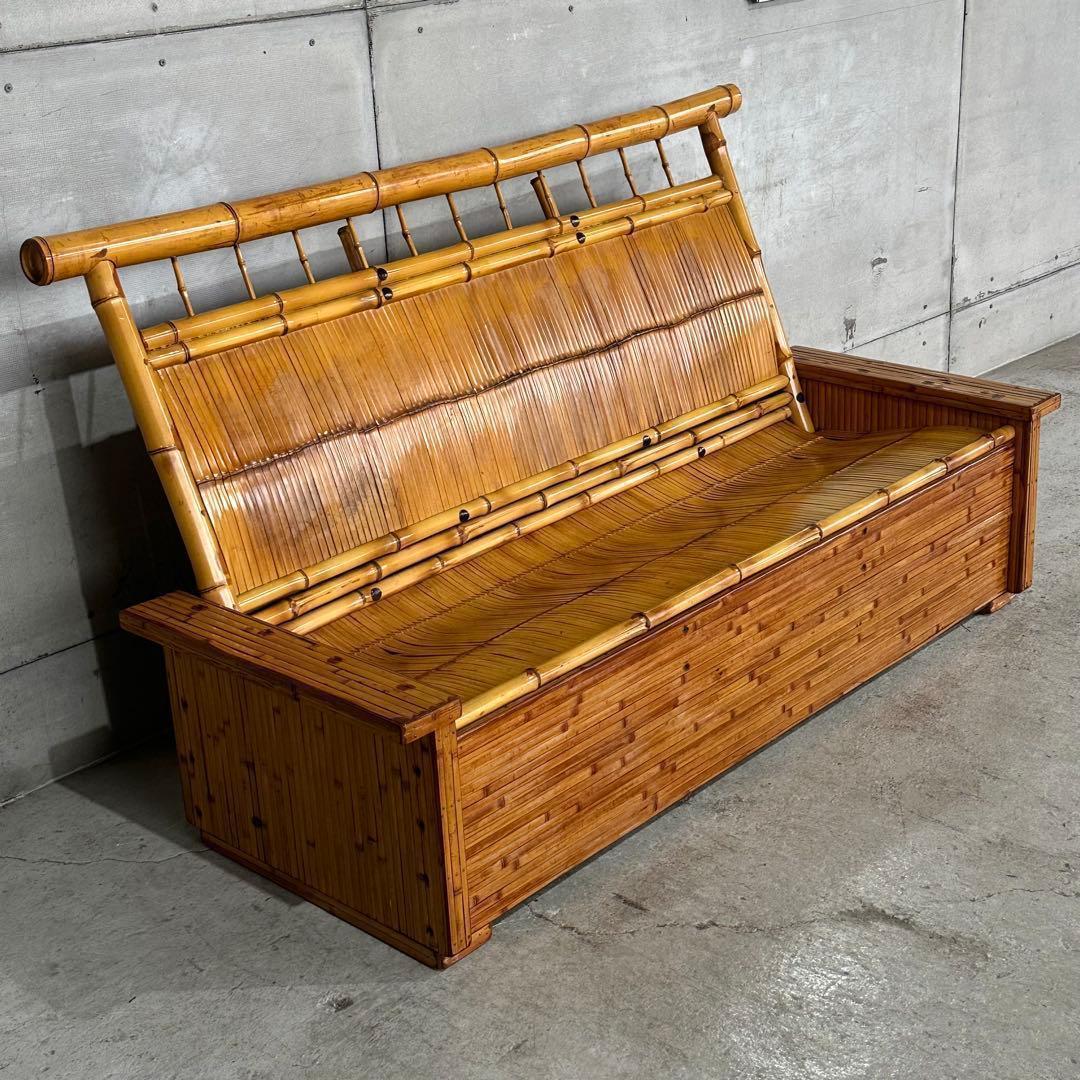 ✿伝統工芸✿ 和風竹家具 “梅里竹芸” 3人掛けソファ アジアン家具