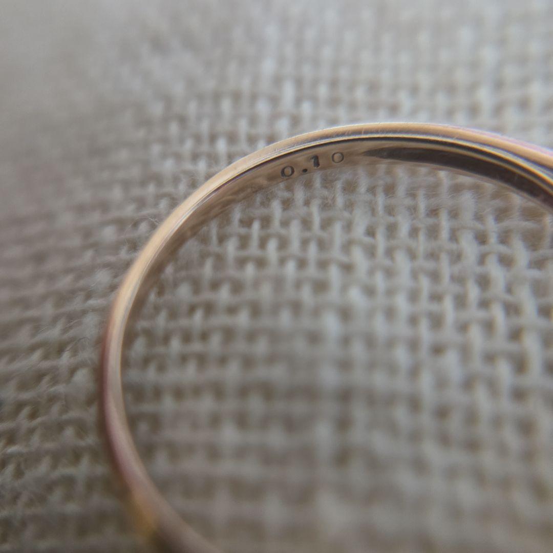 K10PG 1粒 ダイヤ 0.1ct リング