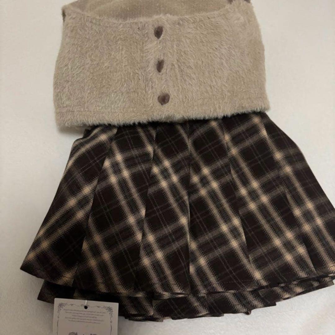 ♡ NoGenki BunnyLisファーボレロ✕チェックミニワンピ S