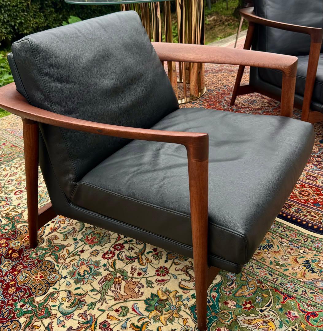 ぺこさん専用 アクタス HORSE SHOE 本革×マホガニー 高級1Pソファ ACTUS アクタス HORSE SHOE ホースシュー マホガニー材 レザー アーム