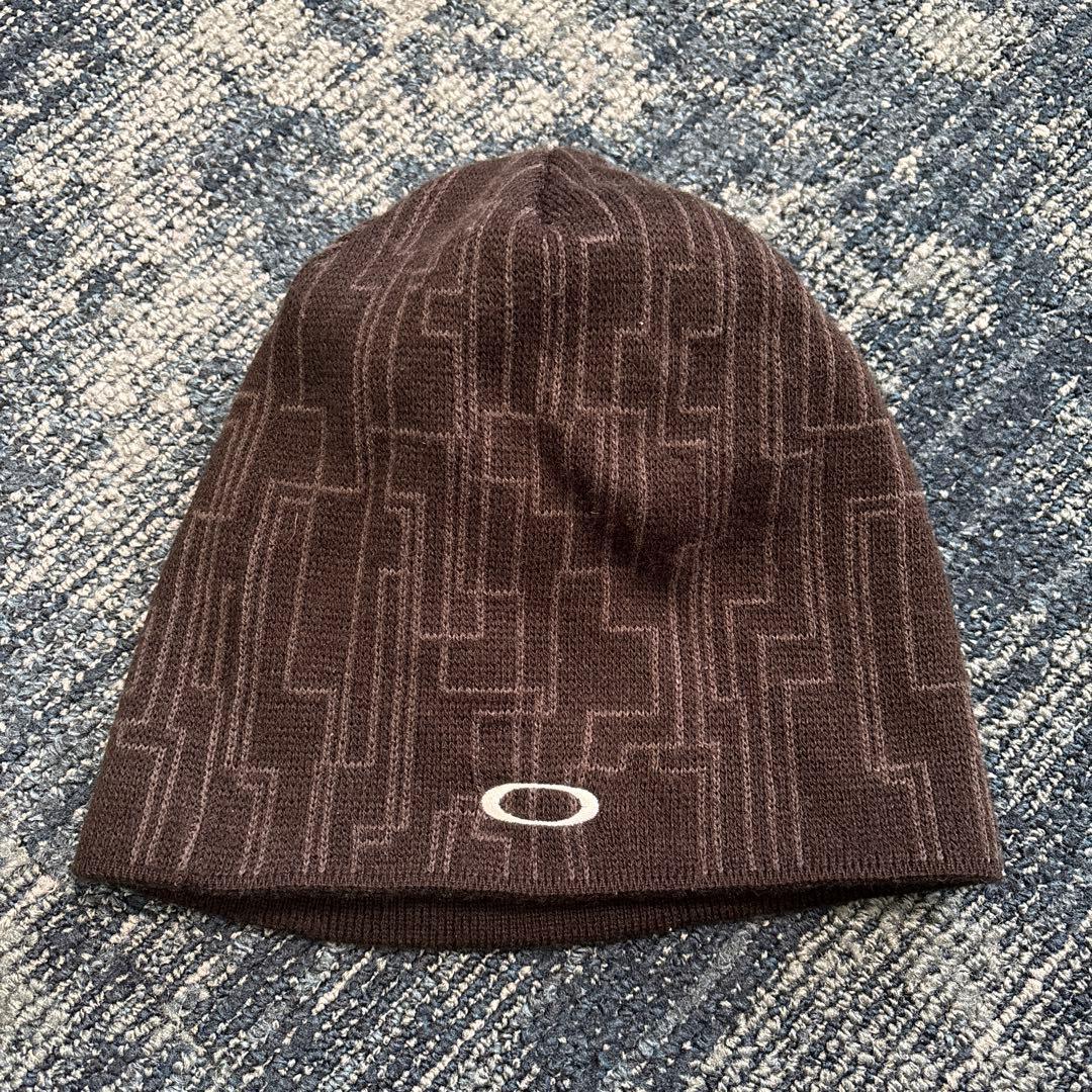 00s Oakley archive スカルロゴ ビーニー ニット帽 - メルカリ