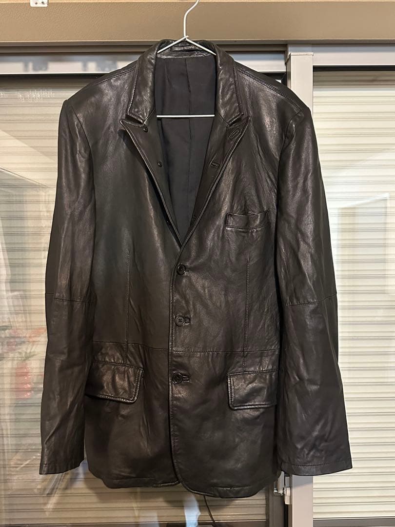 小*ジ様 Yohji Yamamoto pour homme レザー 6釦ジャケ YOHJI YAMAMOTO × NH LEATHER JACKET(S Black): Yohji Yamamoto POUR