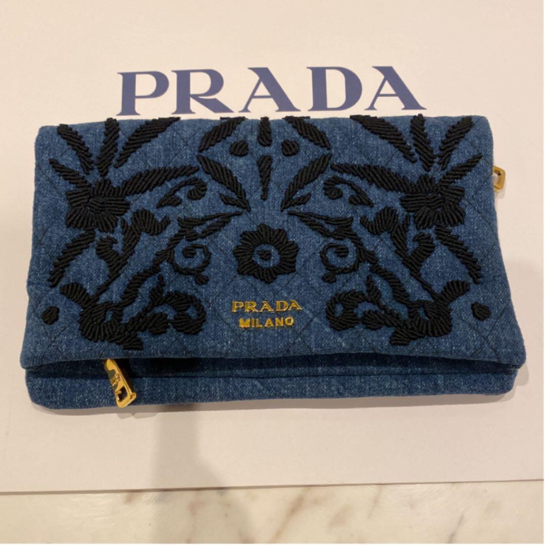希少 PRADA 購入 デニムクラッチバック