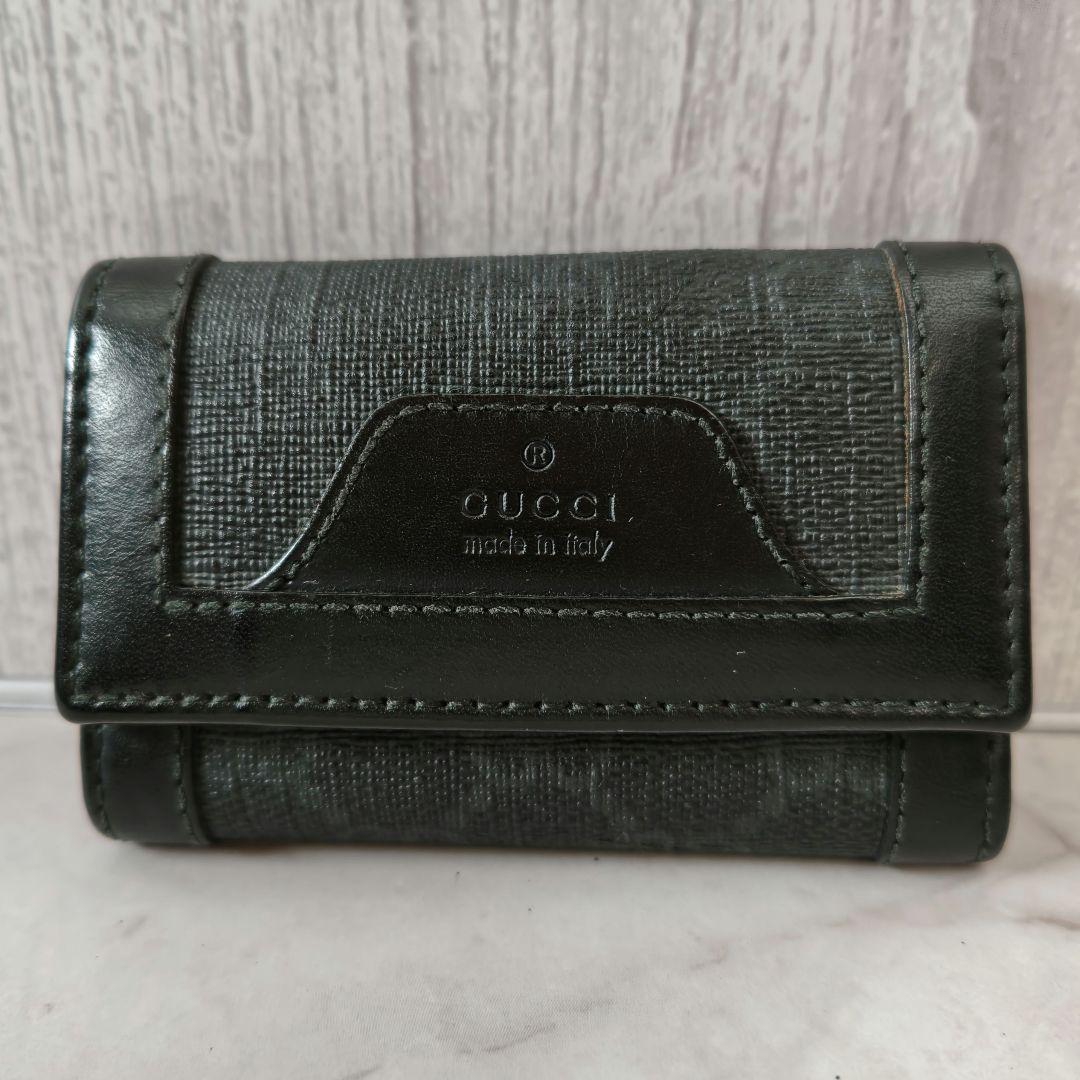 GUCCI キーケース 黒 レザー キャンパス 美品 グッチ - メルカリ