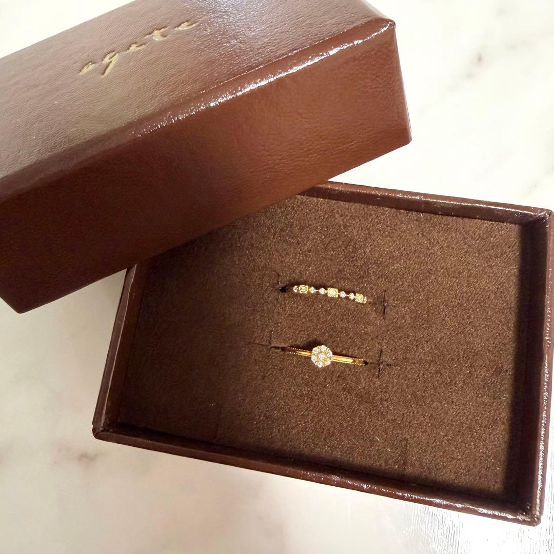 ❤️ちーちゃんママ❤️アガット ダイヤモンド リング指輪 2点 7号 K10 agete（アガット） 指輪 リング K10ダイヤモンドリング レディース