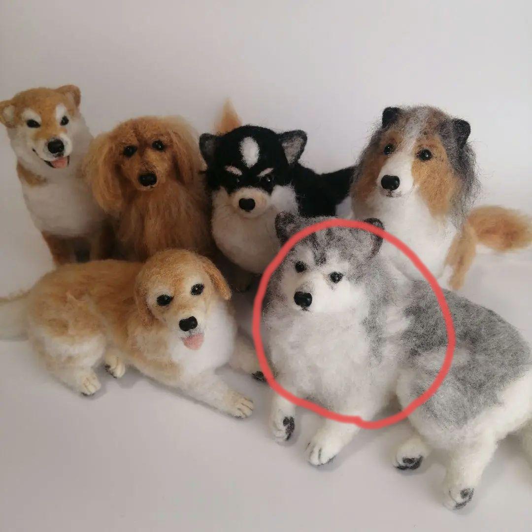 ハンドメイド 羊毛フェルト 犬 ハスキー - メルカリ