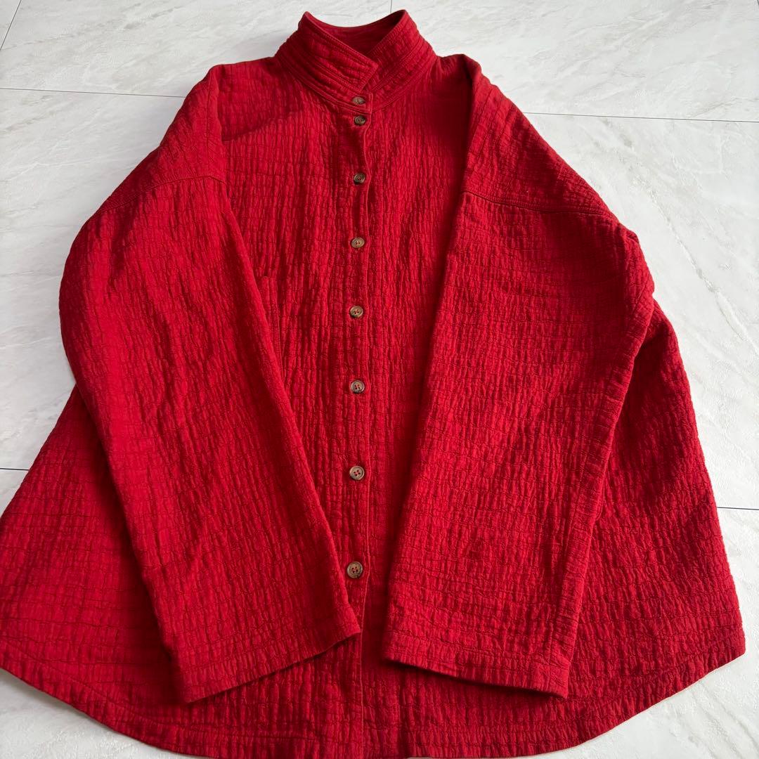 ヤッコマリカルド 赤 タック シャツジャケットFREE - メルカリ