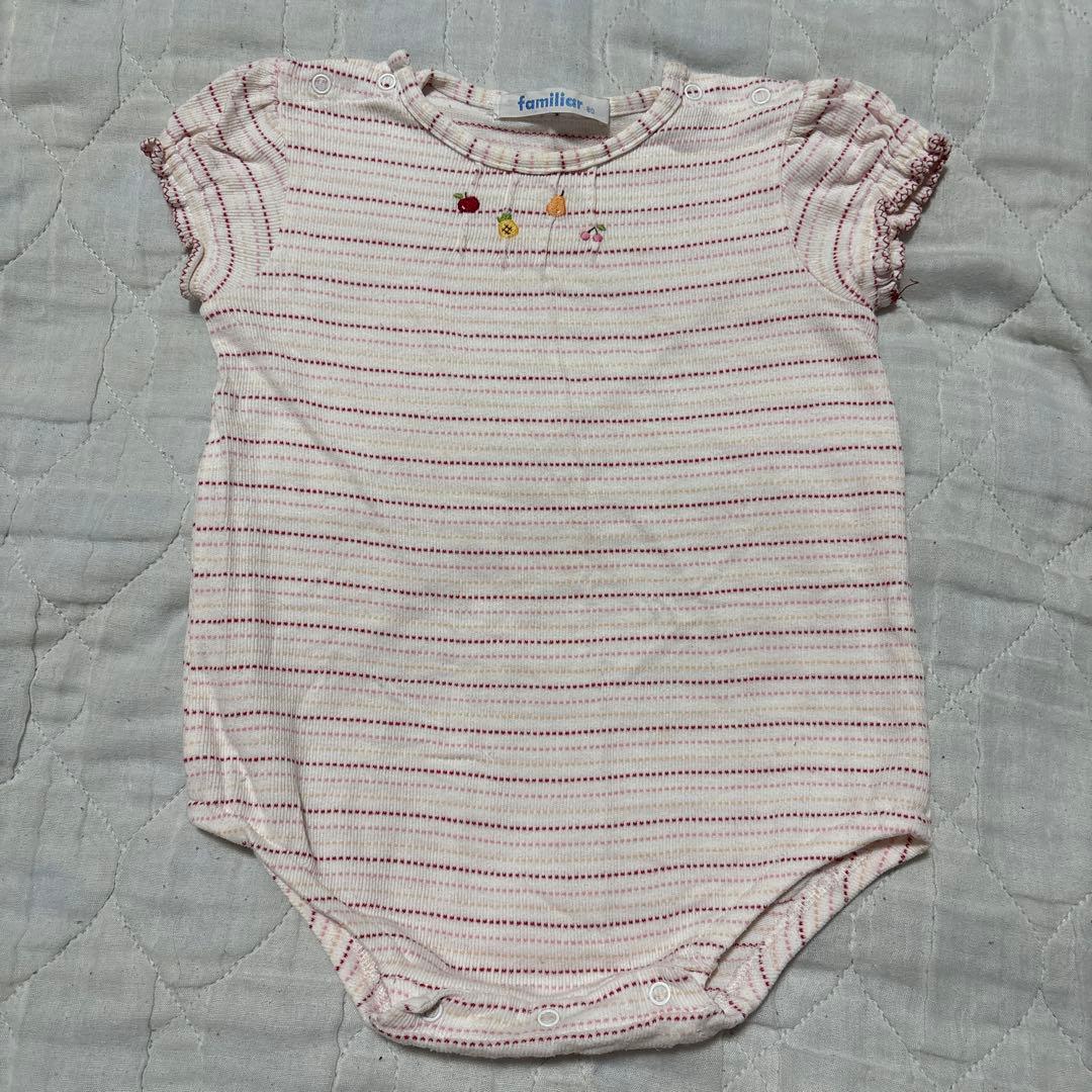値下げ不可 ファミリア ボーダー ロンパース 80 - メルカリ