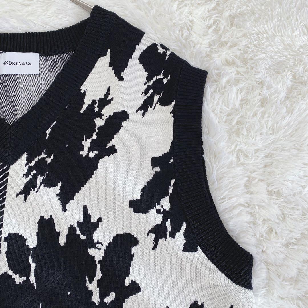 新品タグ付／極美品ANDREA & CO. 千鳥柄x花柄 ニットベスト - メルカリ