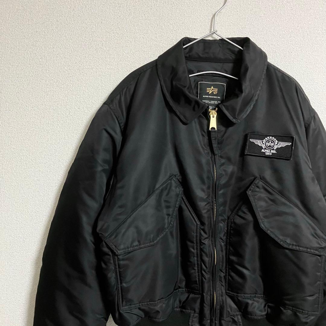 美品 ALPHA CWU-45P レザーバックプリント ブラック Lサイズ - メルカリ