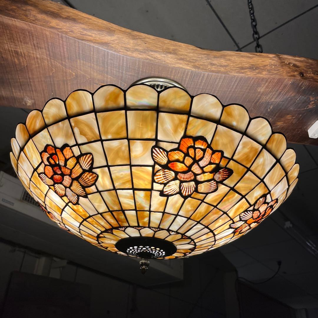【瀧住照明製】ステンドグラス風シャンデリア 5灯式 天井直付け 花柄デザイン① ティファニーシャンデリア格安通販 | 高品質 田舎風 北欧 天井照明