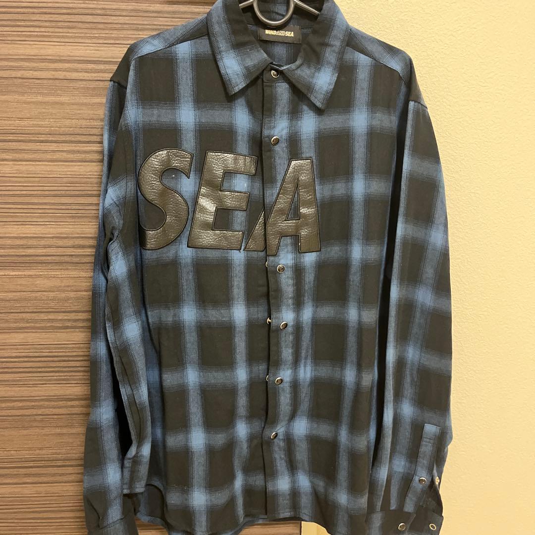 WIND AND SEA SEA刺繍チェックシャツ Mサイズ