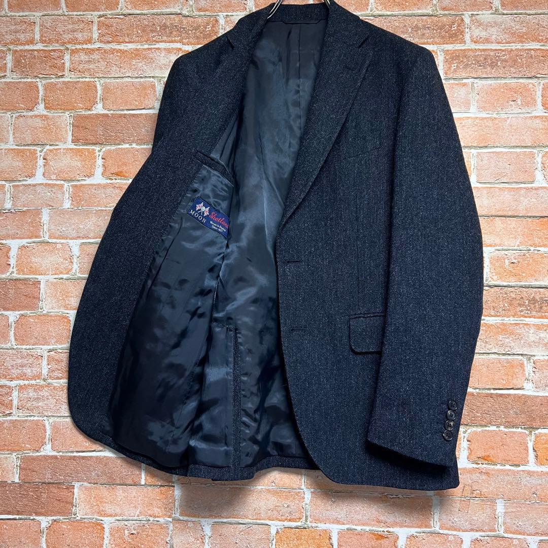 希少)bishitto 英国製 MOON ツイードスーツセットアップ 紺色 - メルカリ