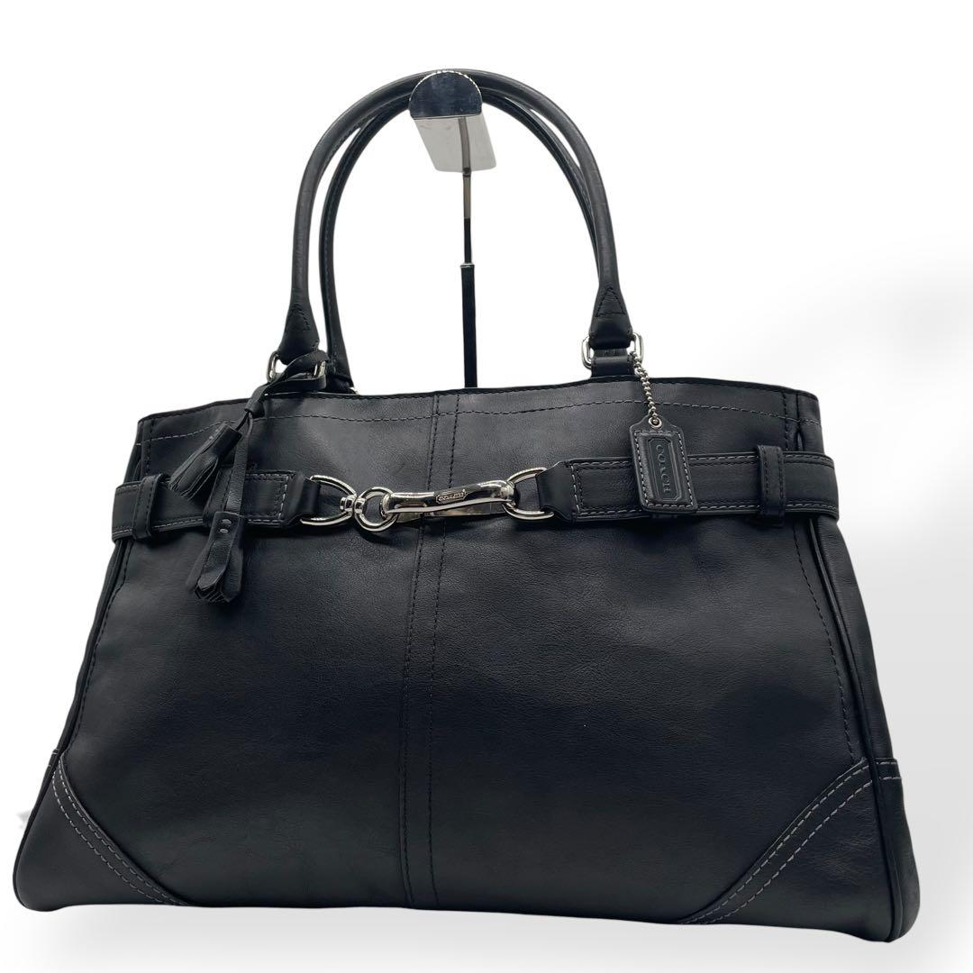 極美品 COACH コーチ トートバッグ オールレザー ブラック 本革 - メルカリ