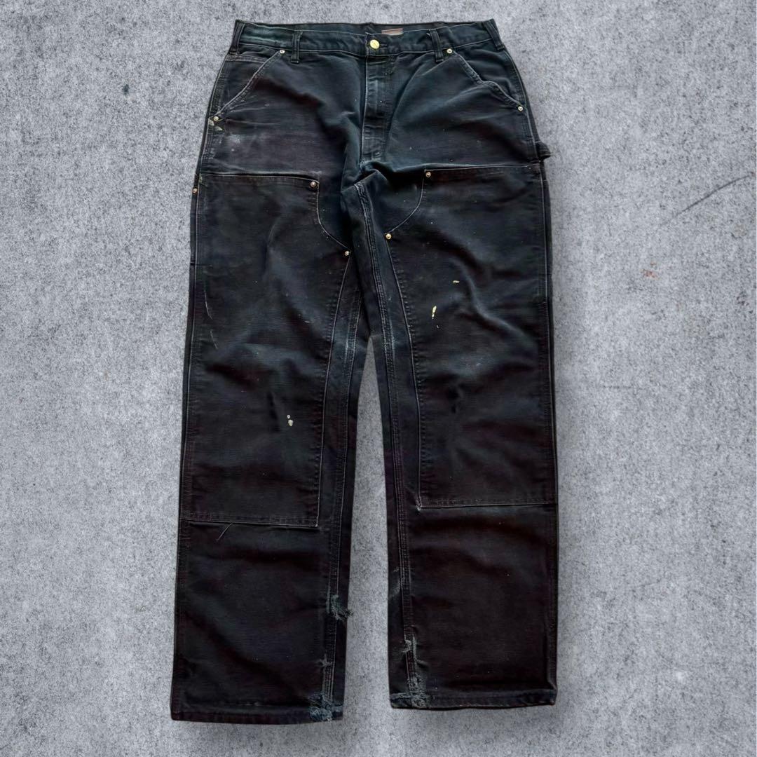 USA製B01 Carhartt ダブルニー ブラック 良フェード 極太#594 - メルカリ