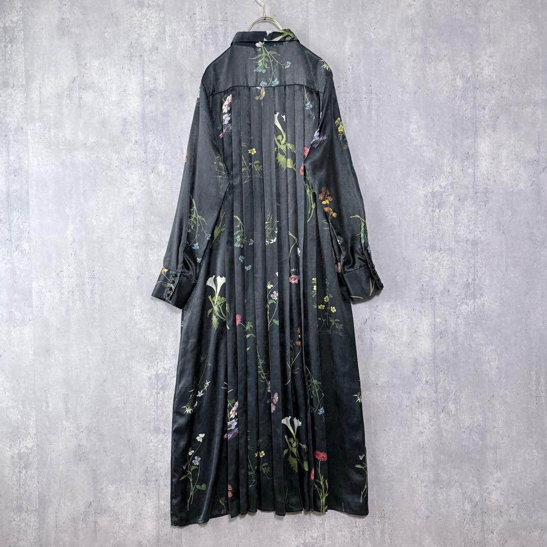 アメリヴィンテージ ボタニカルプリーツドレス ワンピース 黒 M - メルカリ