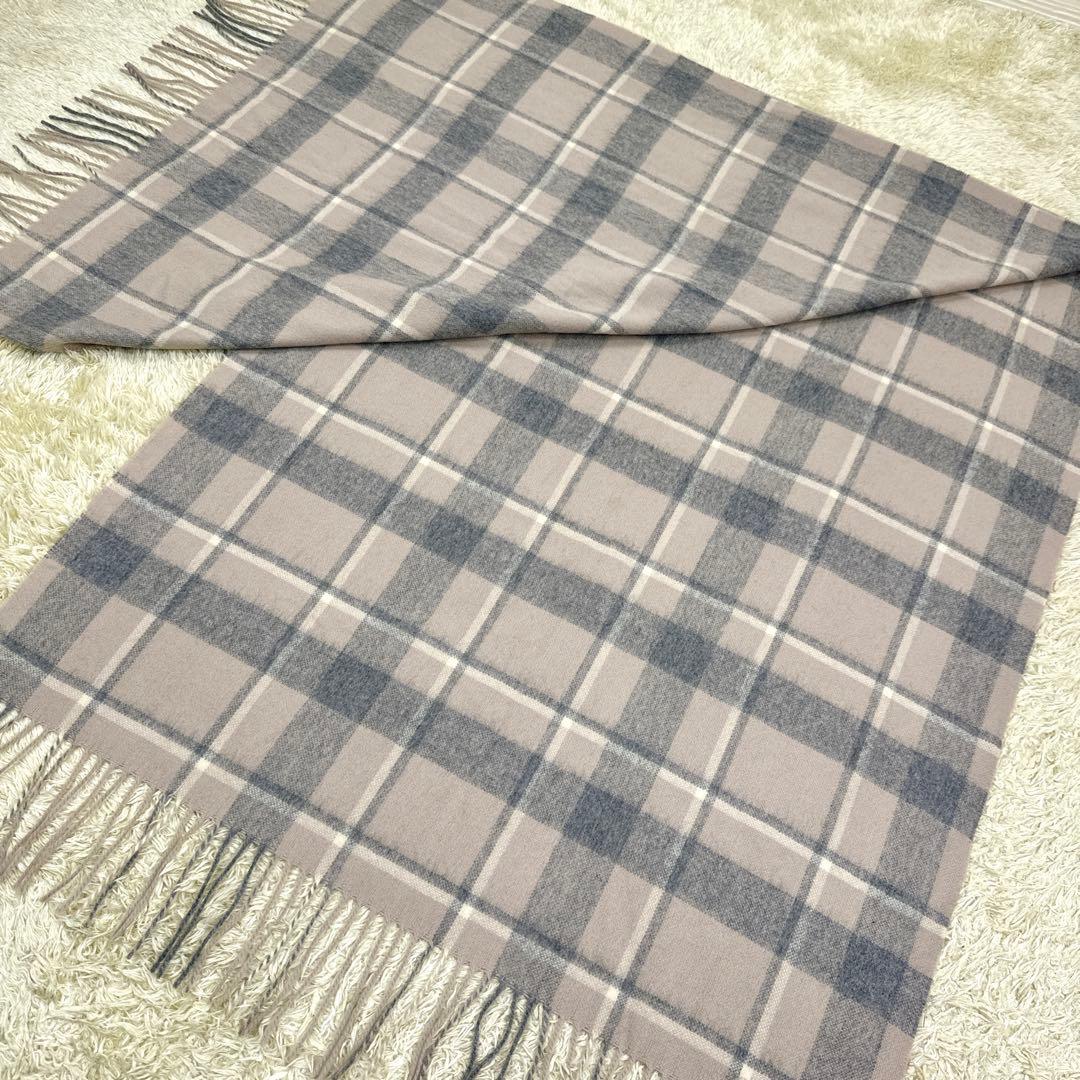 とこ様✨未使用級✨23区 カシミヤ100% 大判グレージュグレーチェック