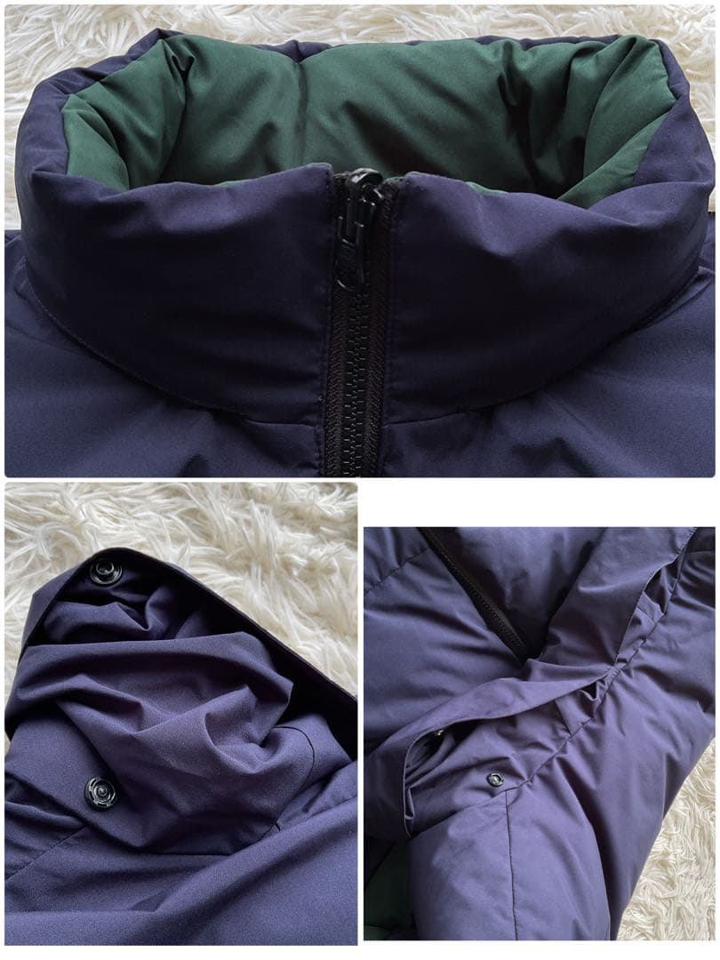 美品✨FTC 700FP ダウンジャケット ボーダー柄 リバーシブル L 紺×緑