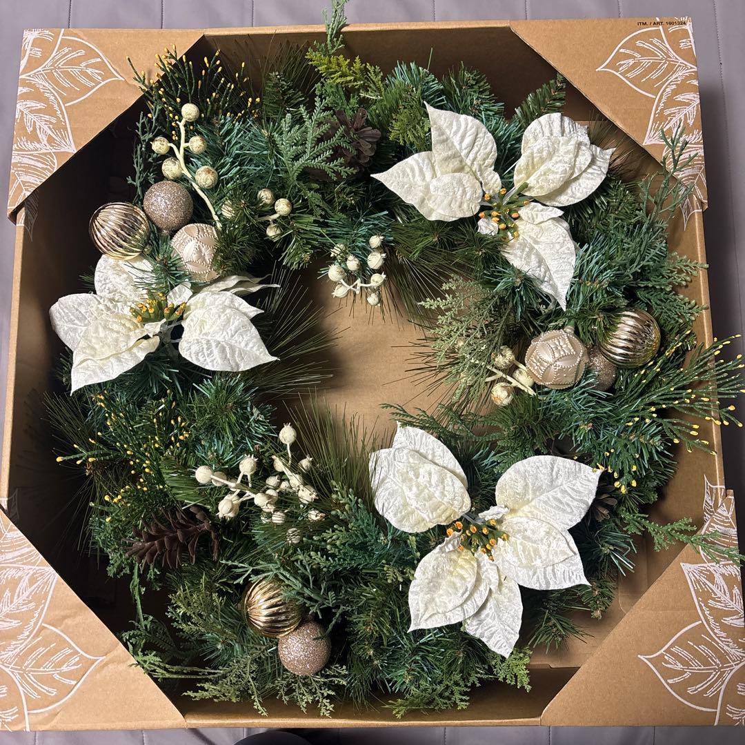 コストコ クリスマスリース ポインセチア ホワイト - メルカリ