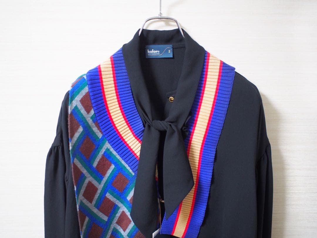 kolor】knit docking blouse Black