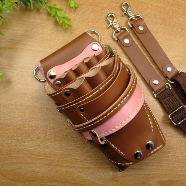 トリマー向き】 7丁 キャメル＆ピンク シザーケース TSC-10/CCB