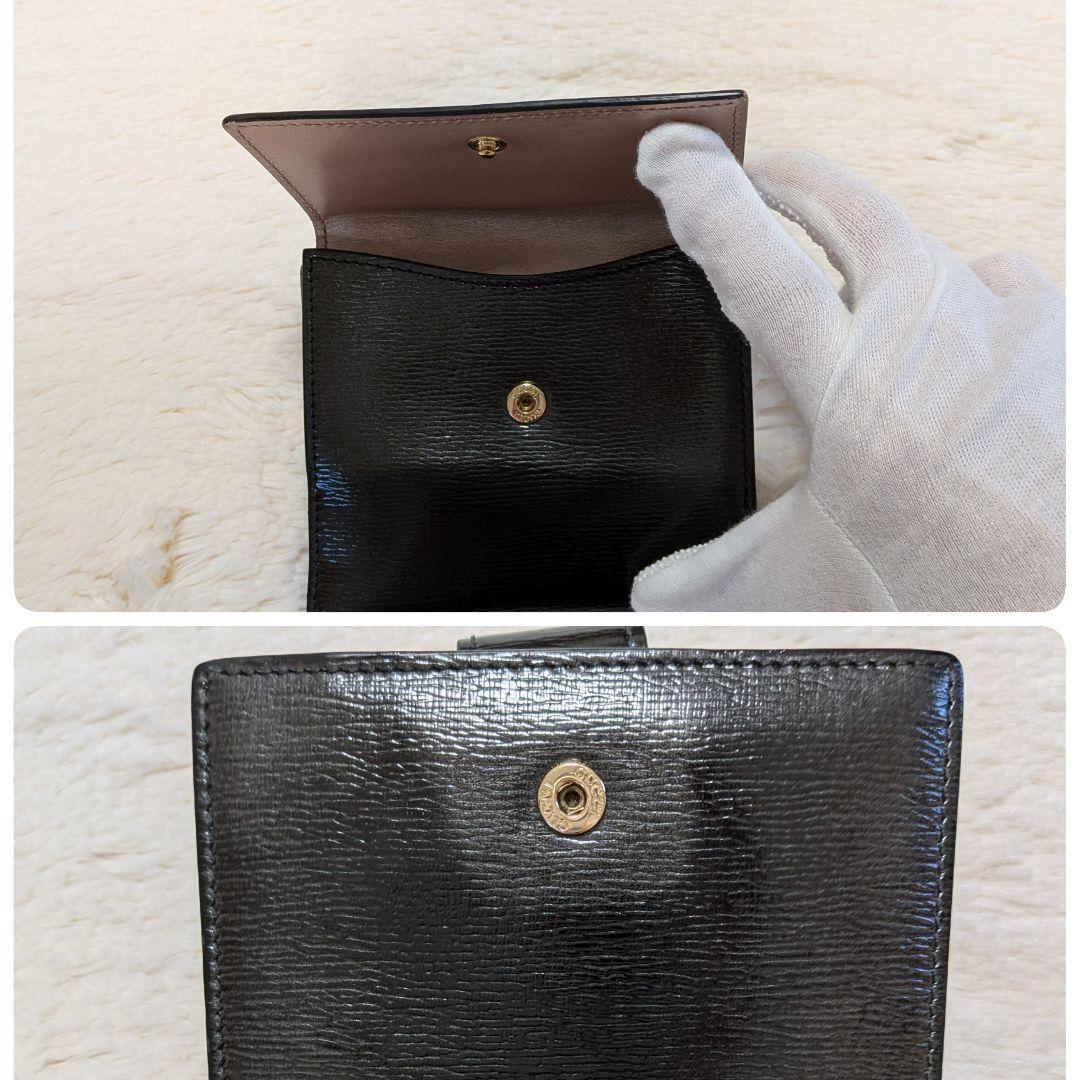 美品✨️グッチ 二つ折り財布 ラブリーハート レザー ブラック ピンク