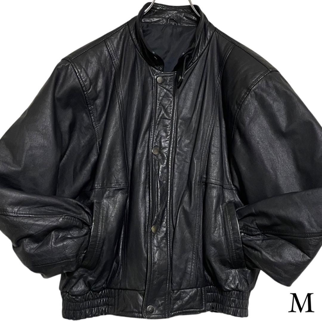 vintage】牛革 本革 カウレザーシングルライダースジャケット ブラック