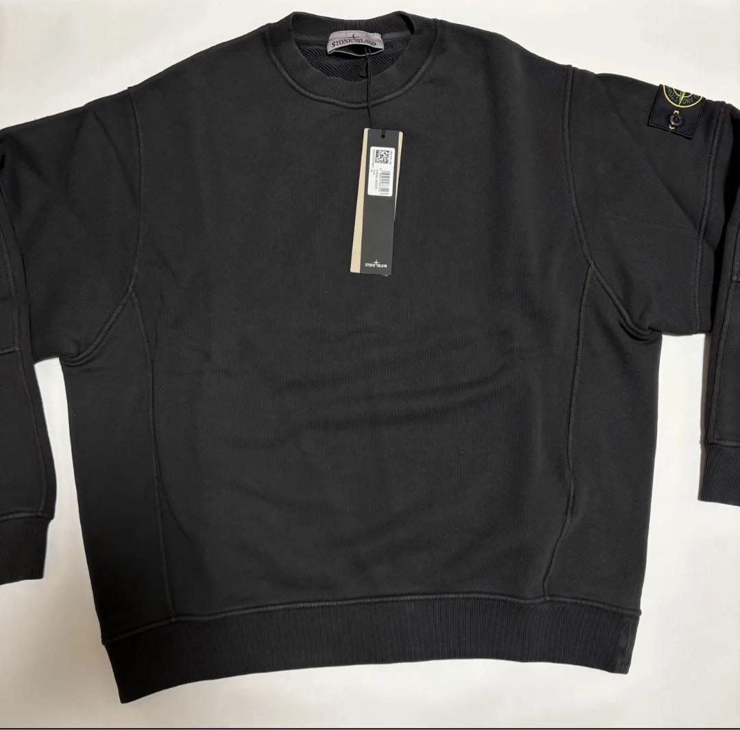 バッジ付 STONEISLAND ユーズド加工 ツイル織りスウェットシャツの通販