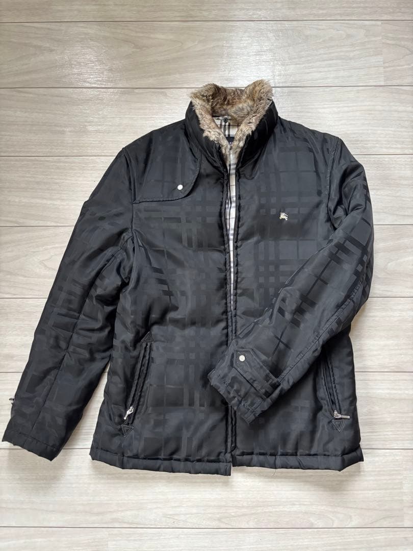 BURBERRY BLACK LABEL ファー付きダウンジャケット L 中古・古着通販】BURBERRY BLACK LABEL (バーバリーブラックレーベル