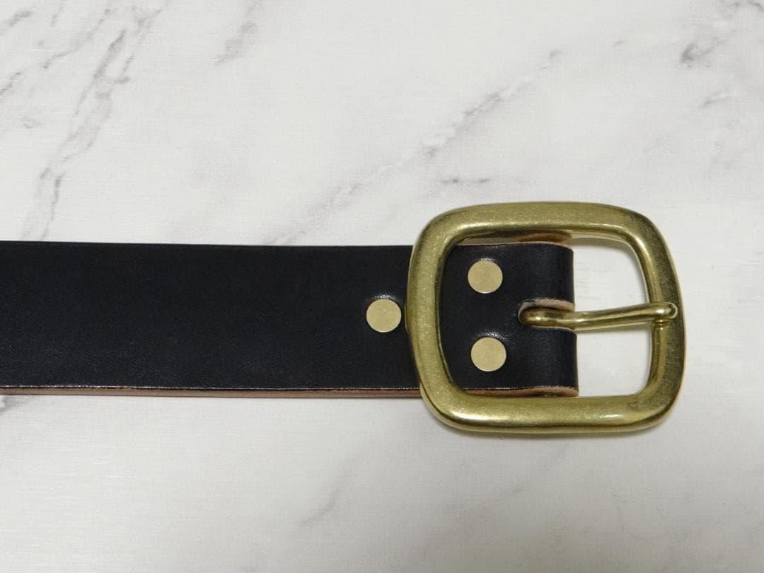 6ミリ厚多脂革ブラック茶芯ベルトG3バックル極厚ベルト