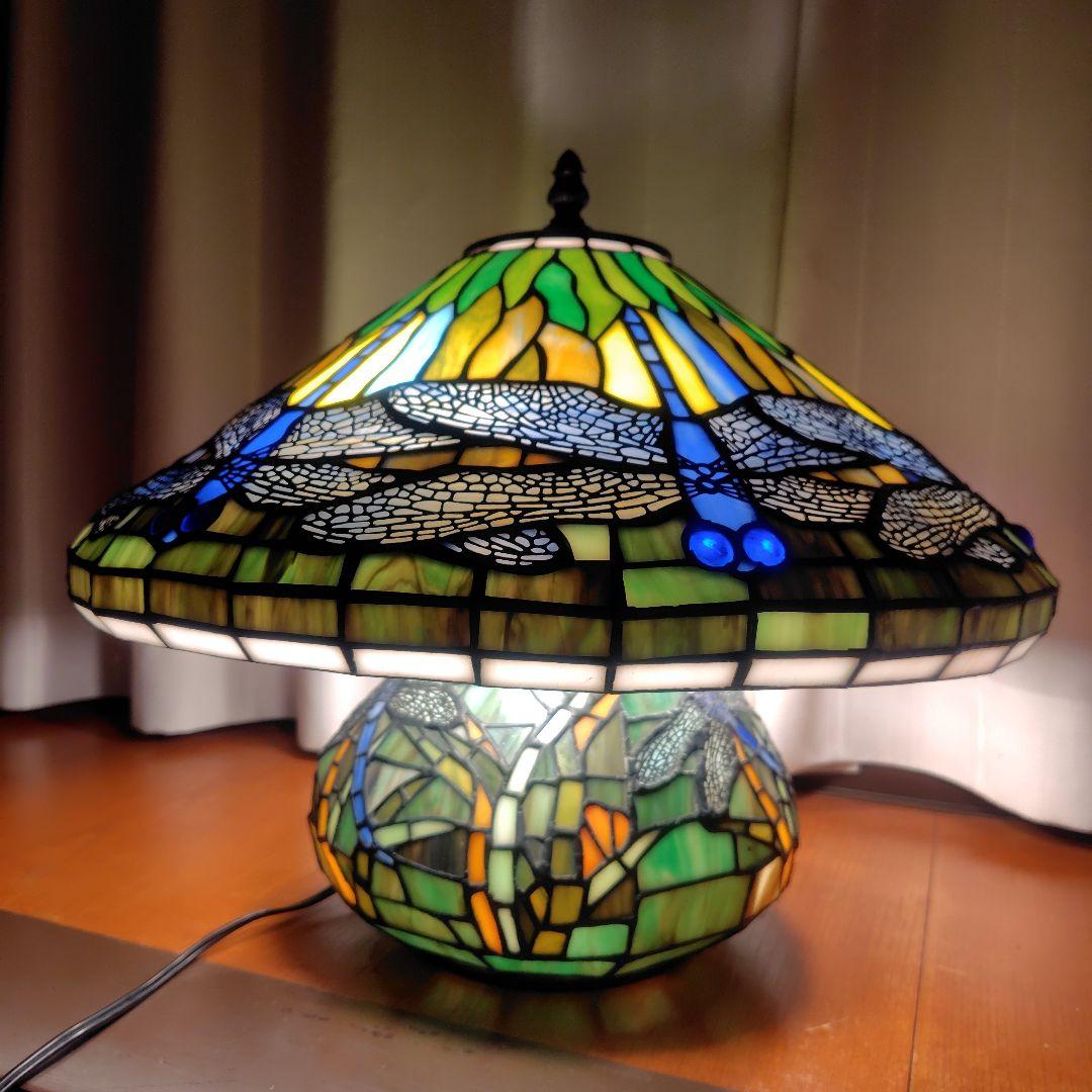 とんぼ◇4灯大型ステンドグラス ◇ティファニー風ランプ ◇ テーブル