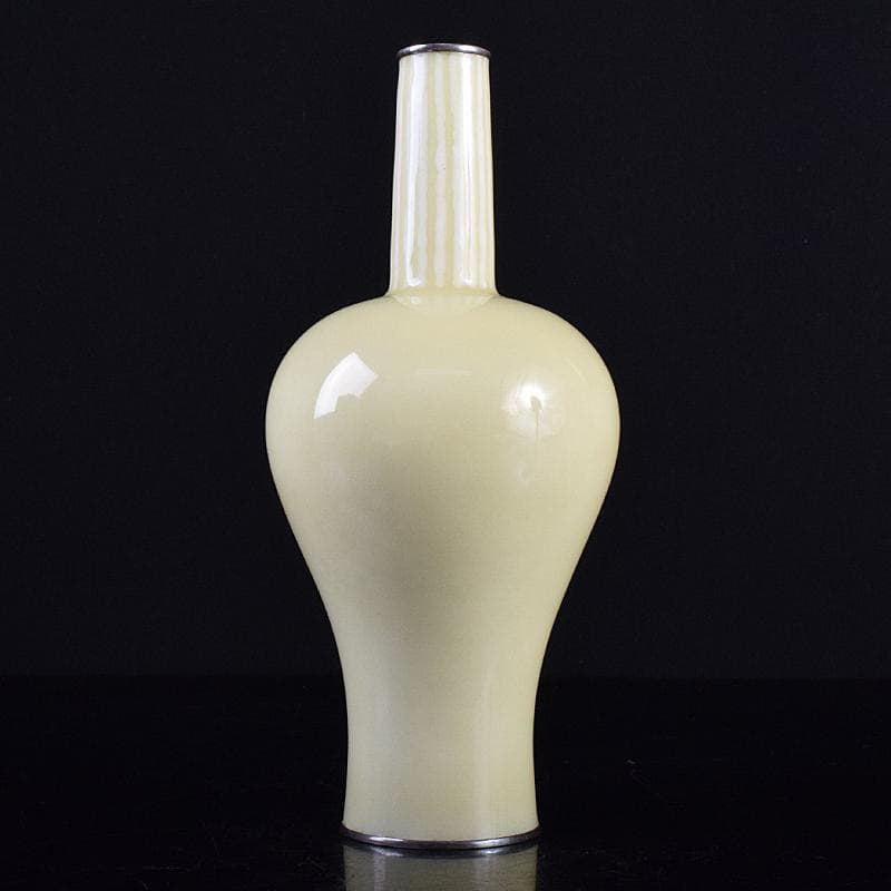 七宝焼 安藤七宝店 純銀刻印 瓶子型 黄玉釉 花瓶 共箱 M R8511 - メルカリ