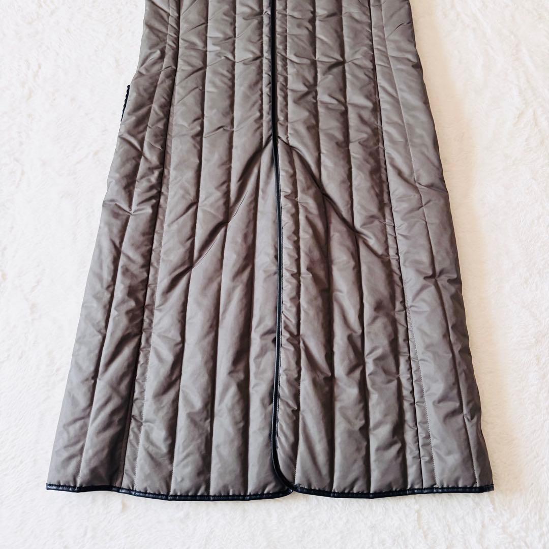 希少】 チノ キルティングベスト ロング丈 異素材 4ポケット 38 グレー