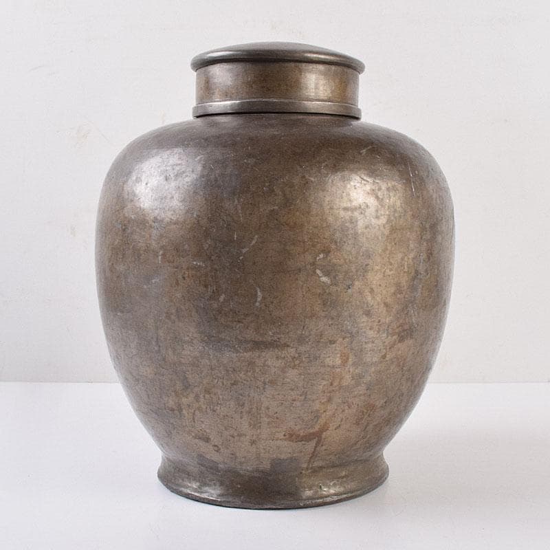 くろむ様専用 古錫 鮎銅銘 大茶壷 茶心壷 重さ約1711g M R8997H