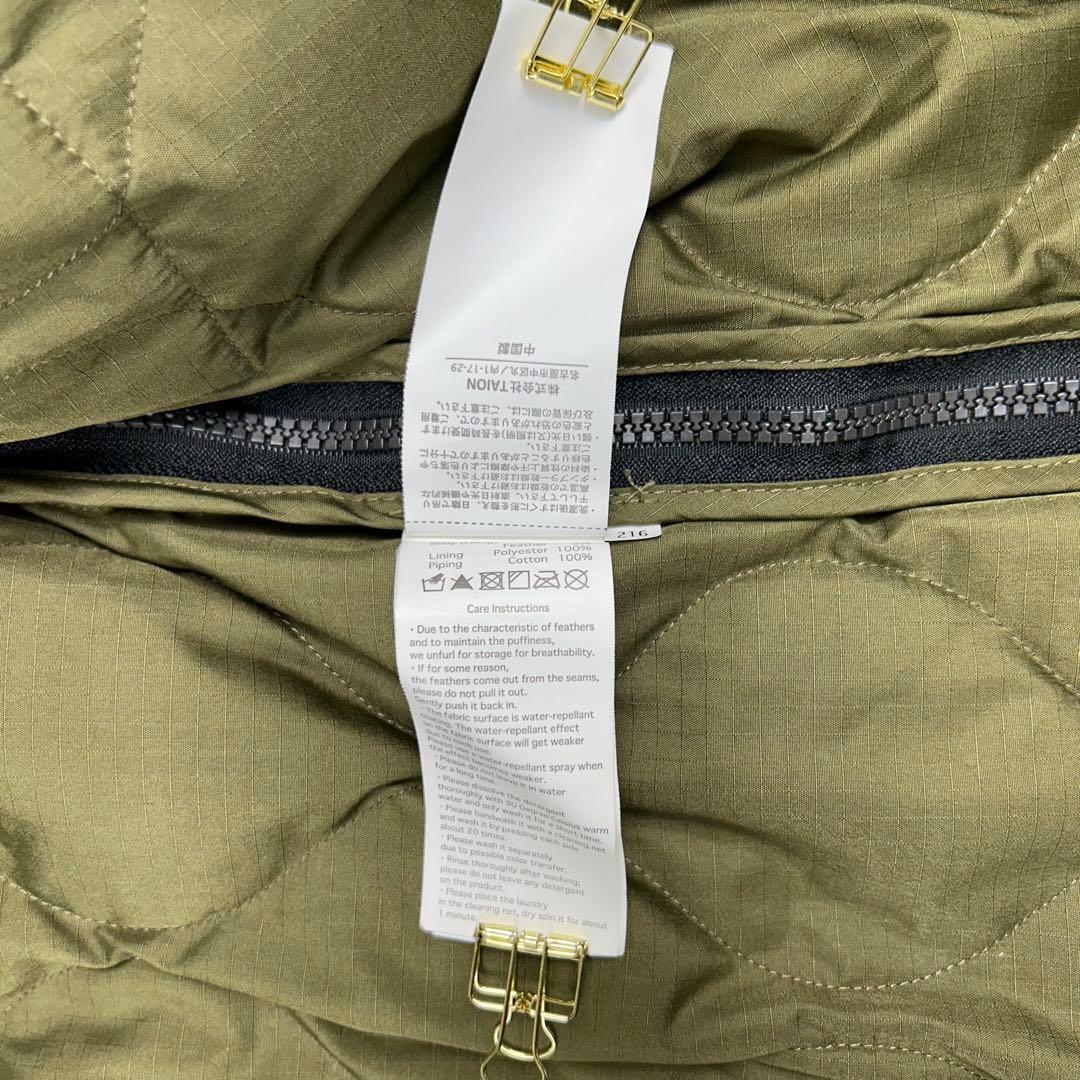 TAION キルティング ダウンコート ミリタリー サイドスリットジップ v