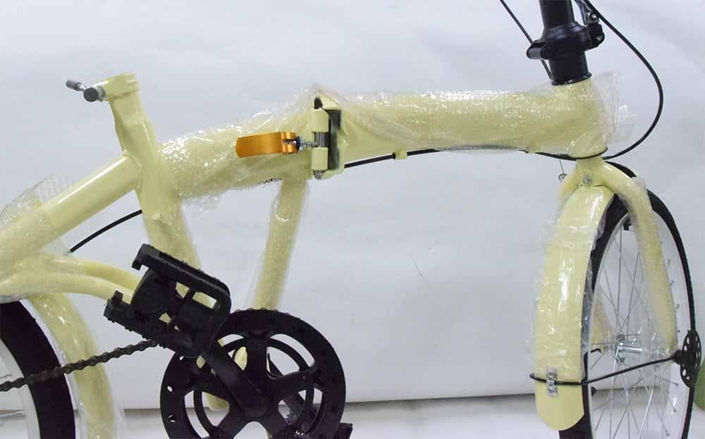 折りたたみ自転車 20インチ ミニベロ ママチャリ ベージュ 折り畳み