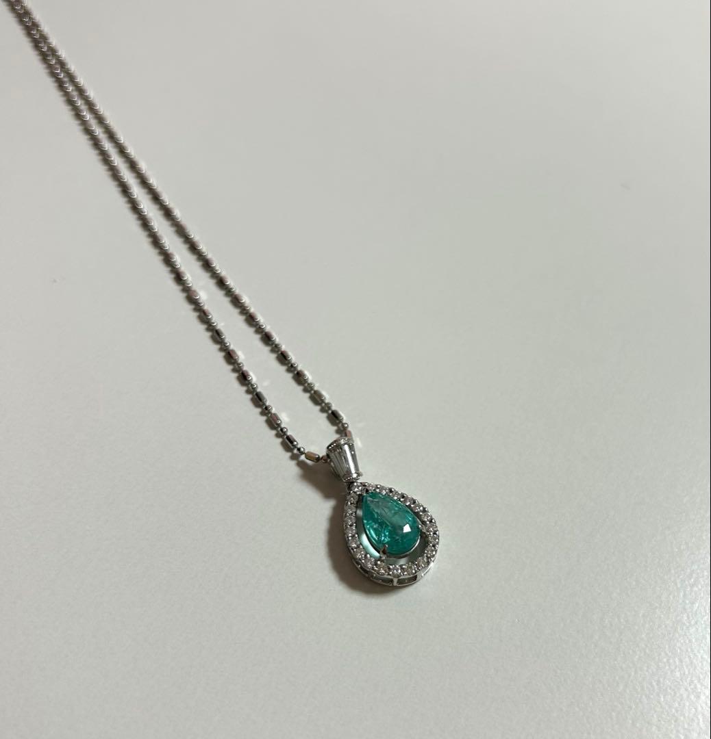 さらにお値下げ中】Pt.850 天然石パライバトルマリンネックレス【鑑別