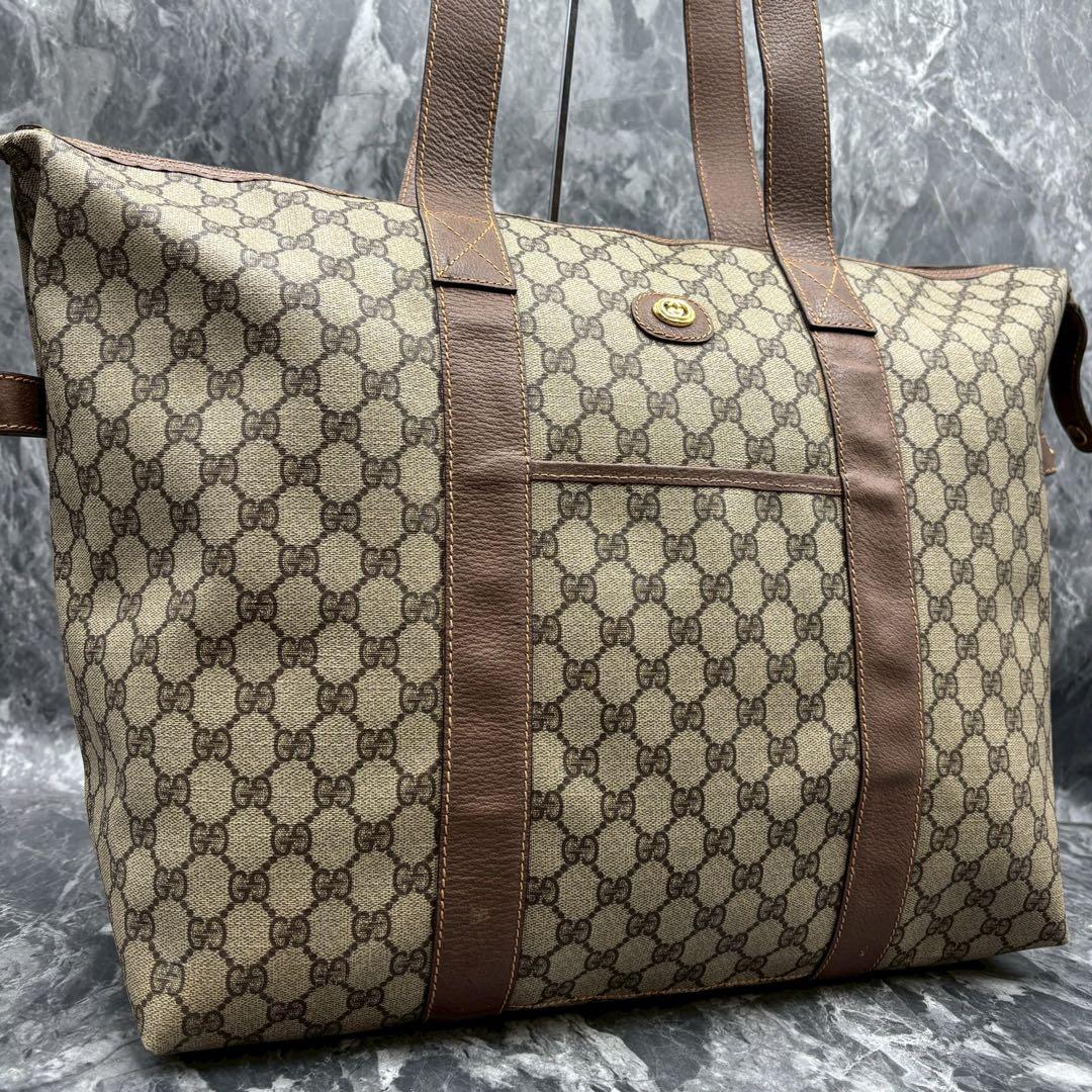 ✨美品✨GUCCI GG ボストンバッグ ブラウン ベージュ レザー ロゴ 金具 ✨美品✨GUCCI GG シェリーライン ボストンバッグ ブラウン 金具