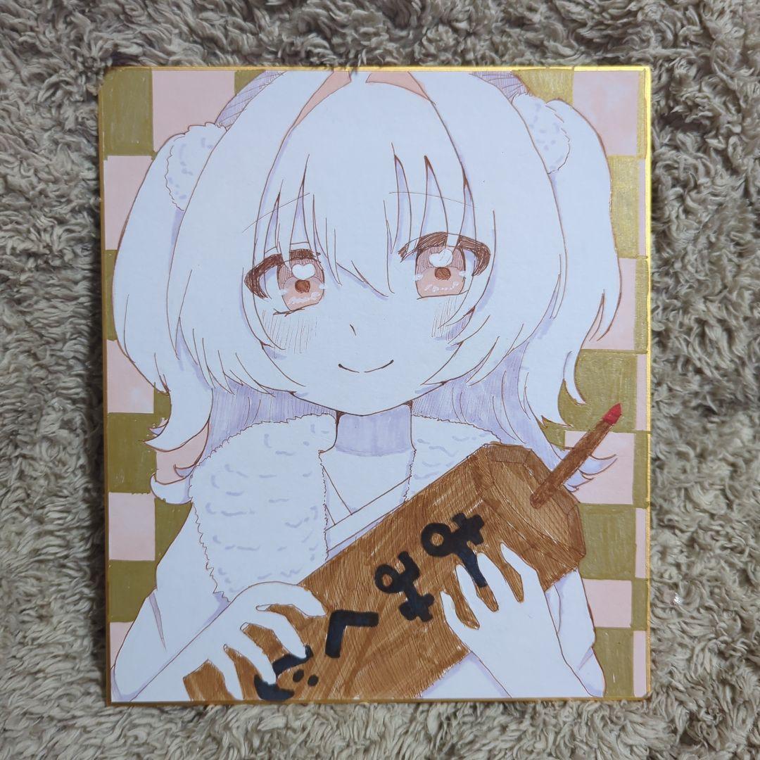 オリジナルイラスト手描きイラストお正月の女の子アナログ - メルカリ