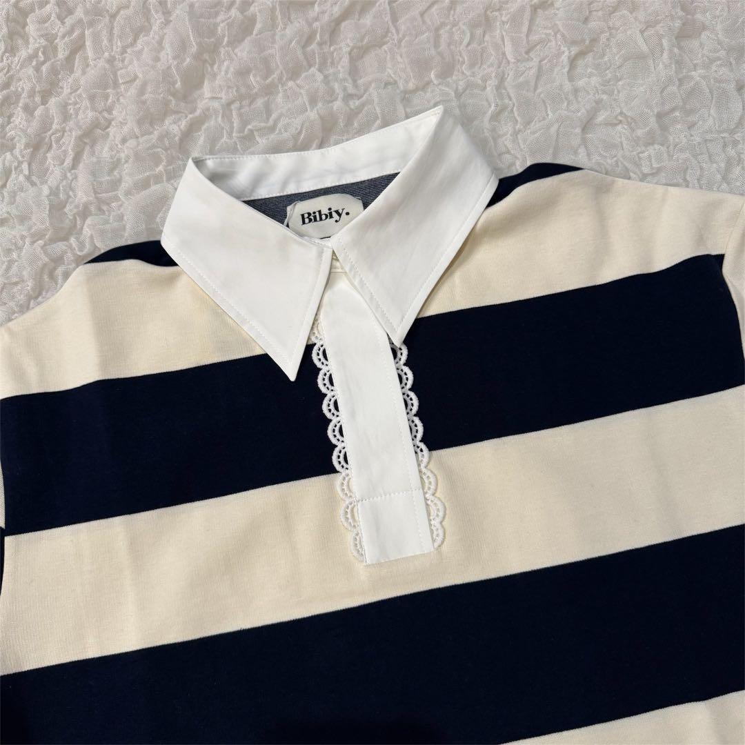 新品未使用】Bibiy. ボーダー長袖ラガーシャツ - メルカリ