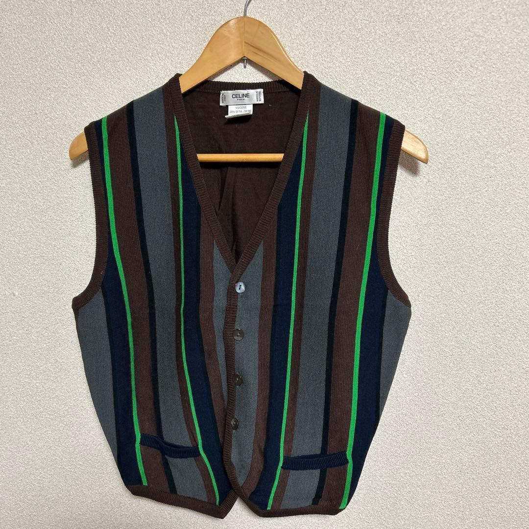 CELINE ストライプ ノースリーブベスト 361016643_1.jpg