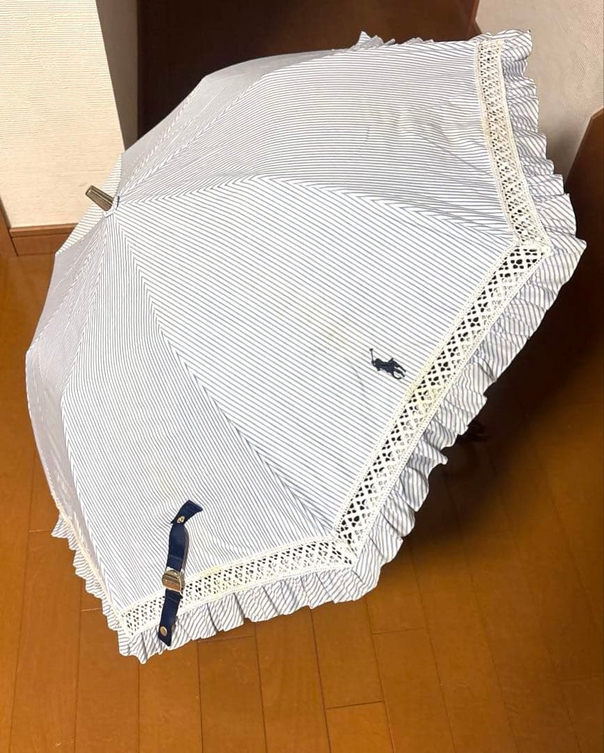 ラルフローレン ストライプ フリル 日傘 日傘】ポロ ラルフ ローレン (POLO RALPH LAUREN) ストライプフリル 長