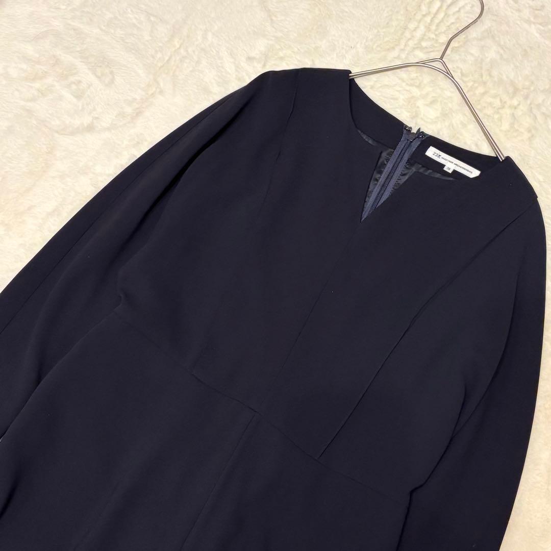 23区 キーネック ドルマン ジョーゼットロングワンピース 38 紺 - メルカリ