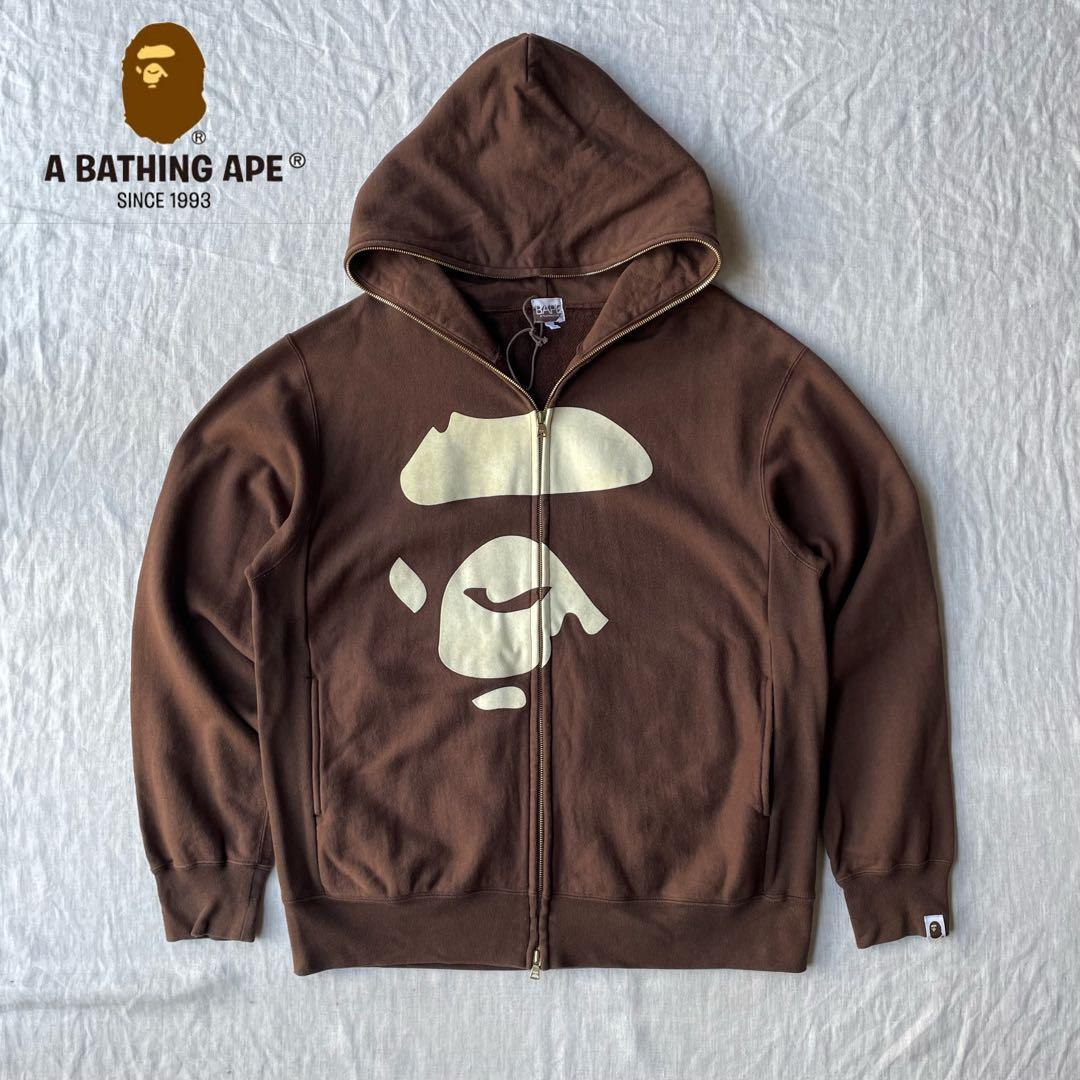 希少】A BATHING APE 大猿 ゴリラ ブラウン ジップパーカー L - メルカリ