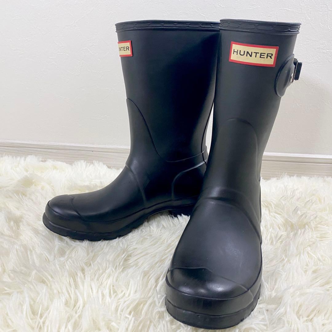良品 ハンター レインブーツ レインシューズ ブラック ロゴ UK4 23