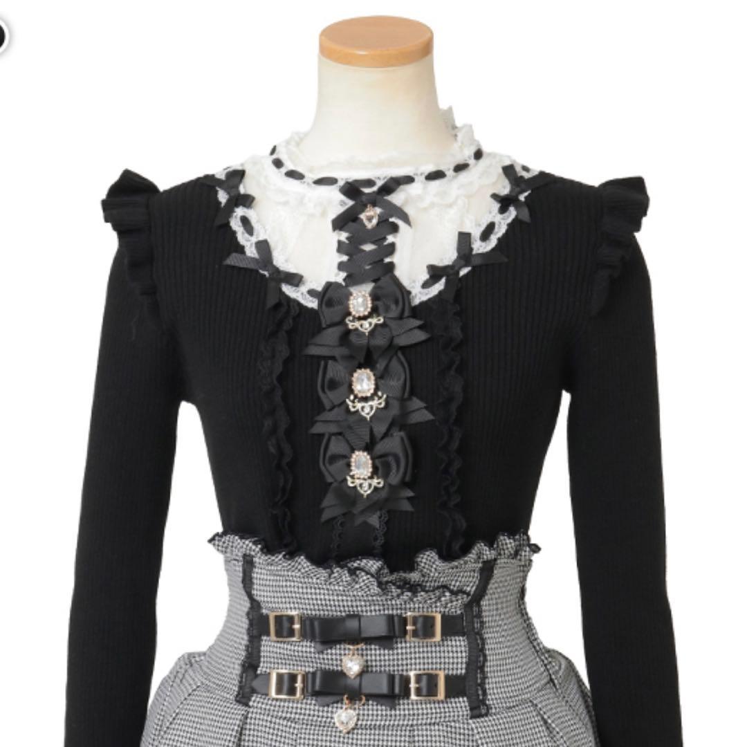 新品タグ付 リズリサ ハイゲージスピンドルニットトップス ブラック